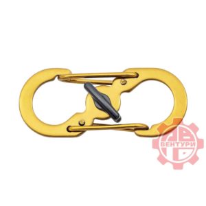 Карабин s-образный с блокировкой 36мм (gold)
